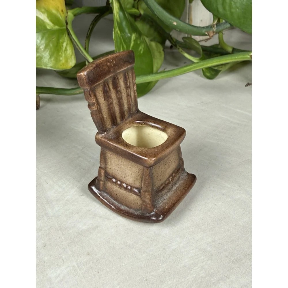 Vintage Brown Rocking Chair Toothpick Holder Unique Grannycore Grandma 2.25”